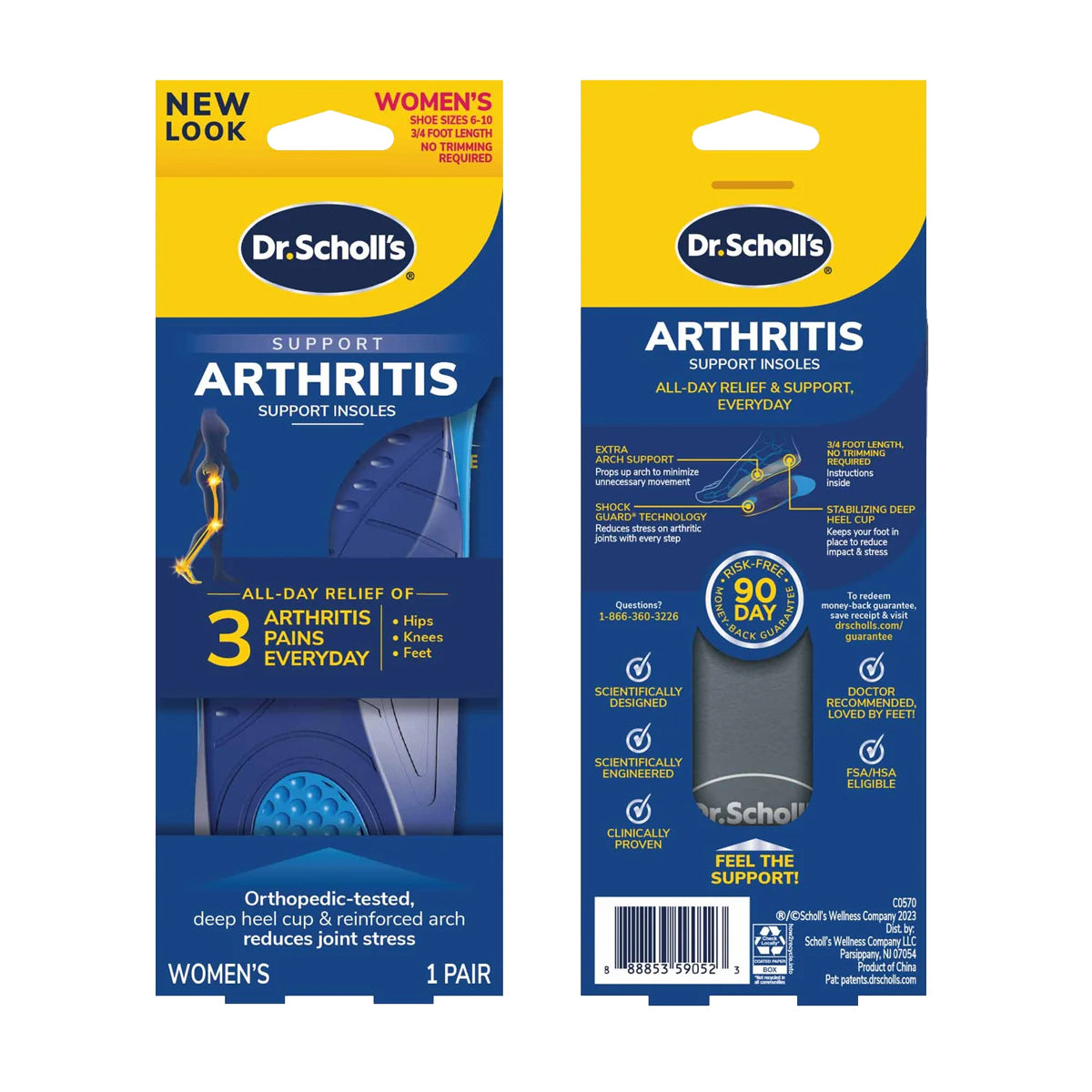 แผ่นรองเท้า สำหรับอาการปวดข้อเท้า ข้อเข่า สะโพก Dr.Scholls Support Arthritis Support Insoles Women - Scholl Shoes Thailand