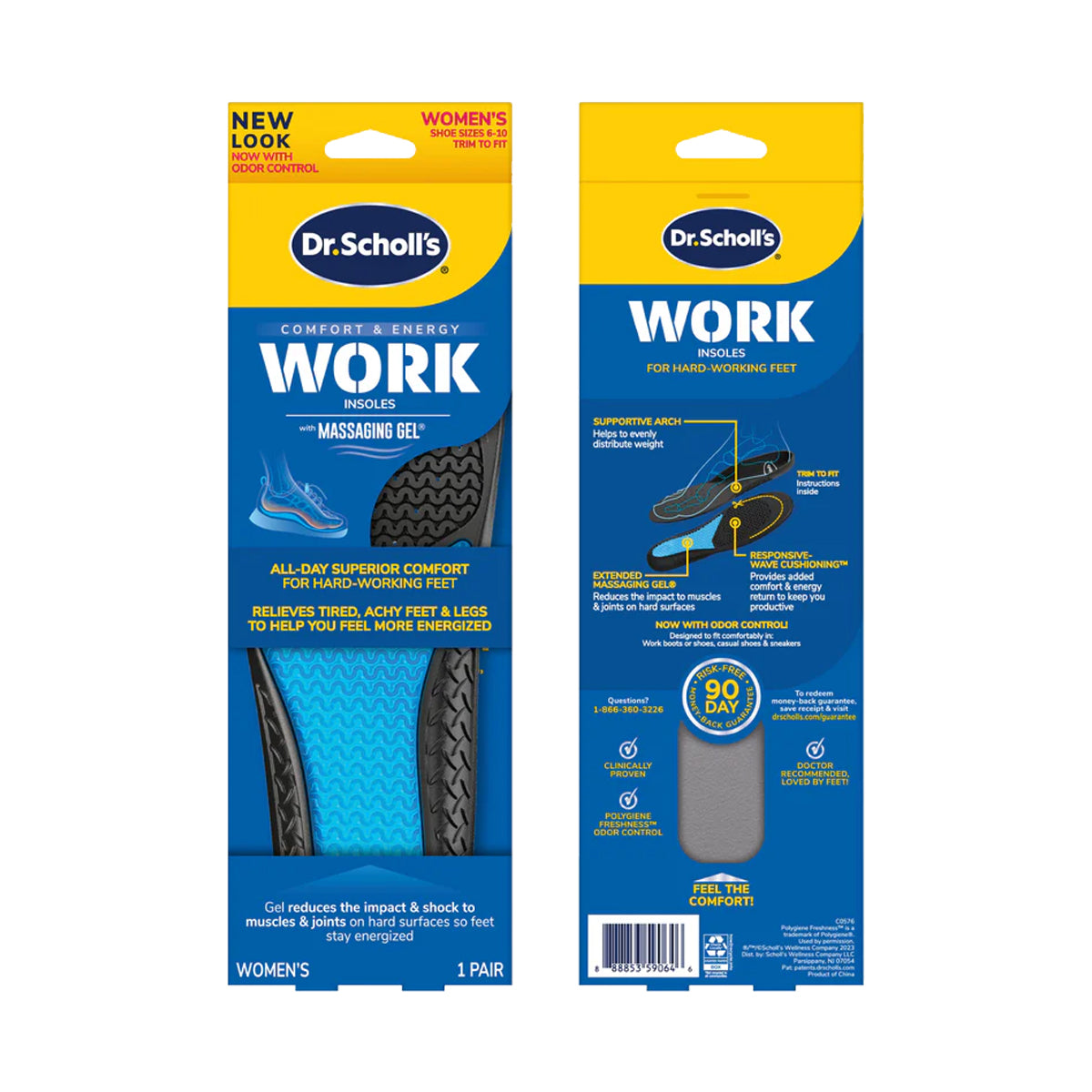 แผ่นรองเท้า สำหรับผู้ที่ยืนทำงานทั้งวัน Dr.Scholls Comfort & Energy Work Insoles with Massaging Gel - Scholl Shoes Thailand