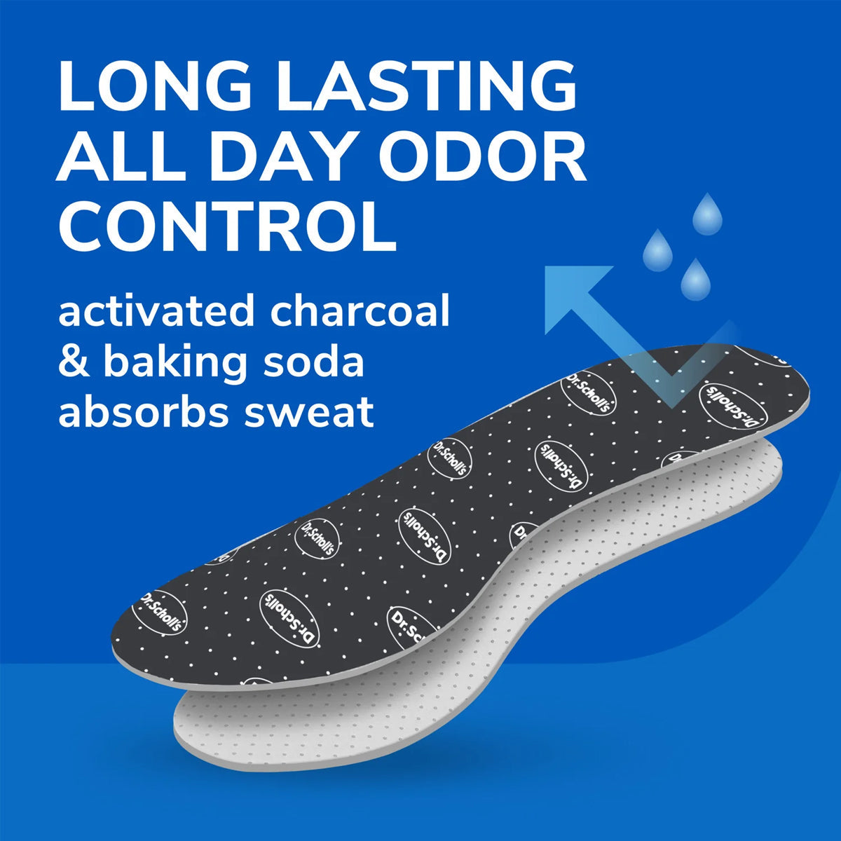 แผ่นรองเท้า สำหรับควบคุมกลิ่นเท้าระหว่างวัน Dr.Scholls Stay Odor-Free & Dry Comfort Insoles With Odor-X® - Scholl Shoes Thailand