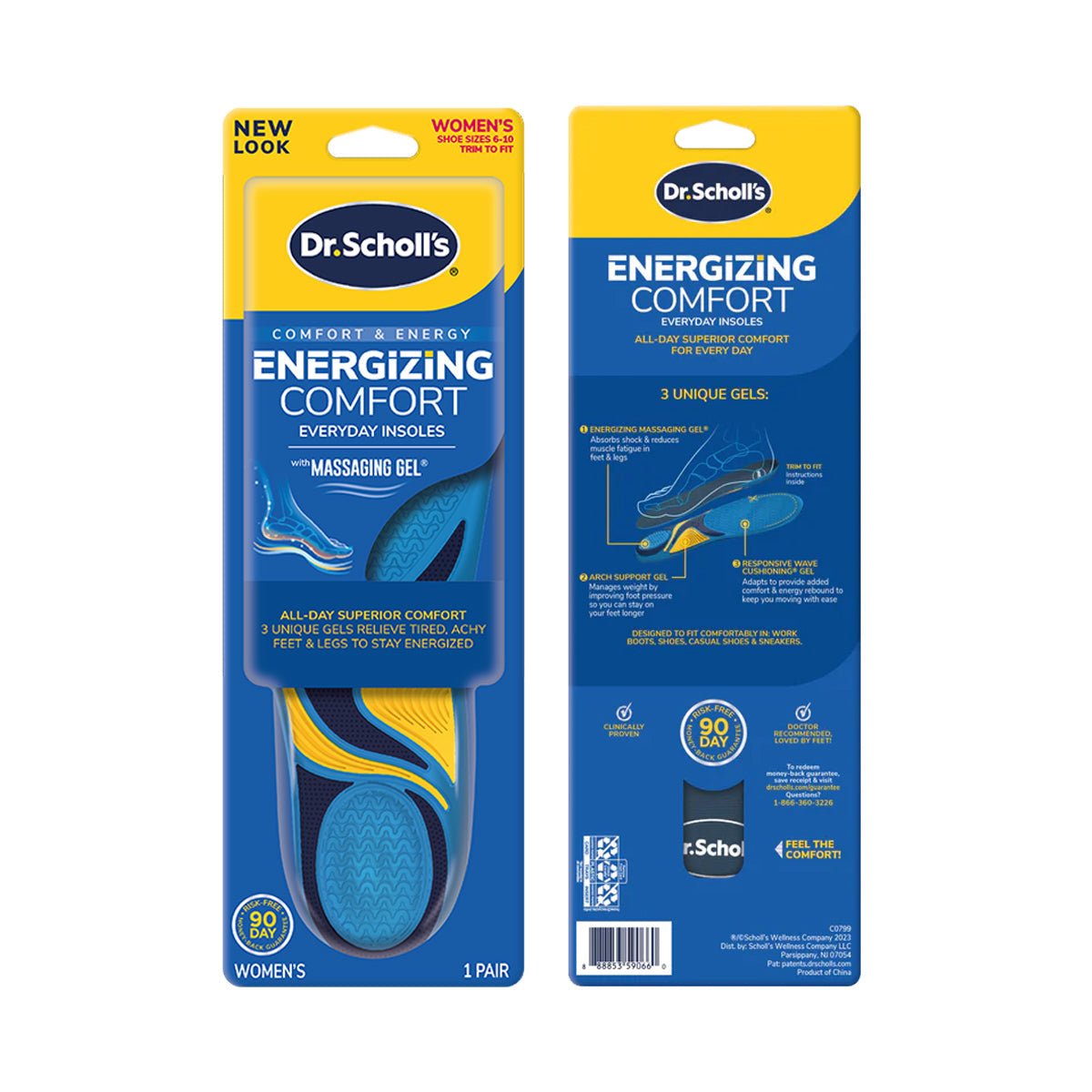แผ่นรองเท้า เพื่อความสบายเท้าตลอดวัน Dr.Scholls Comfort & Energy Energizing Comfort Everyday Insoles with Massaging Gel - Scholl Shoes Thailand