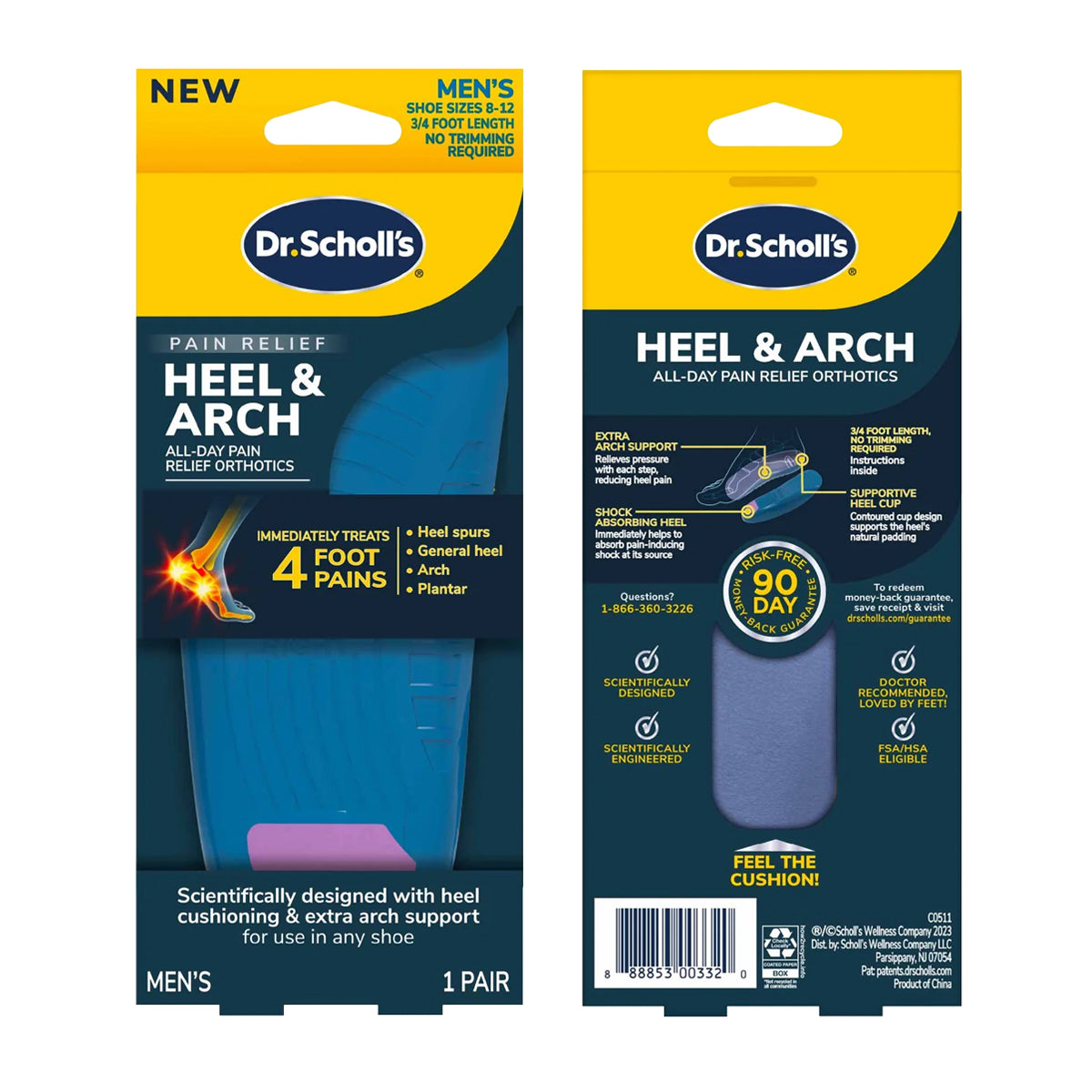 แผ่นรองเท้า สำหรับอาการปวดส้นเท้า อุ้งเท้า เอ็นฝ่าเท้า Dr.Scholls Pain Relief HEEL & ARCH - Scholl Shoes Thailand