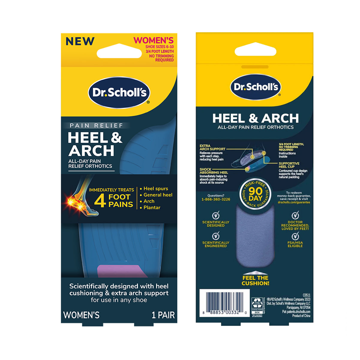 แผ่นรองเท้า สำหรับอาการปวดส้นเท้า อุ้งเท้า เอ็นฝ่าเท้า Dr.Scholls Pain Relief HEEL & ARCH - Scholl Shoes Thailand