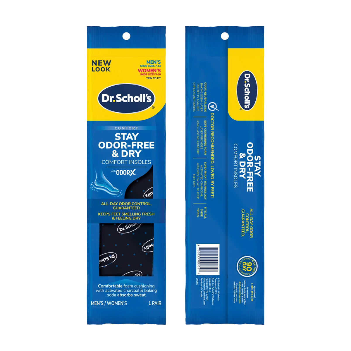 แผ่นรองเท้า สำหรับควบคุมกลิ่นเท้าระหว่างวัน Dr.Scholls Stay Odor-Free & Dry Comfort Insoles With Odor-X® - Scholl Shoes Thailand