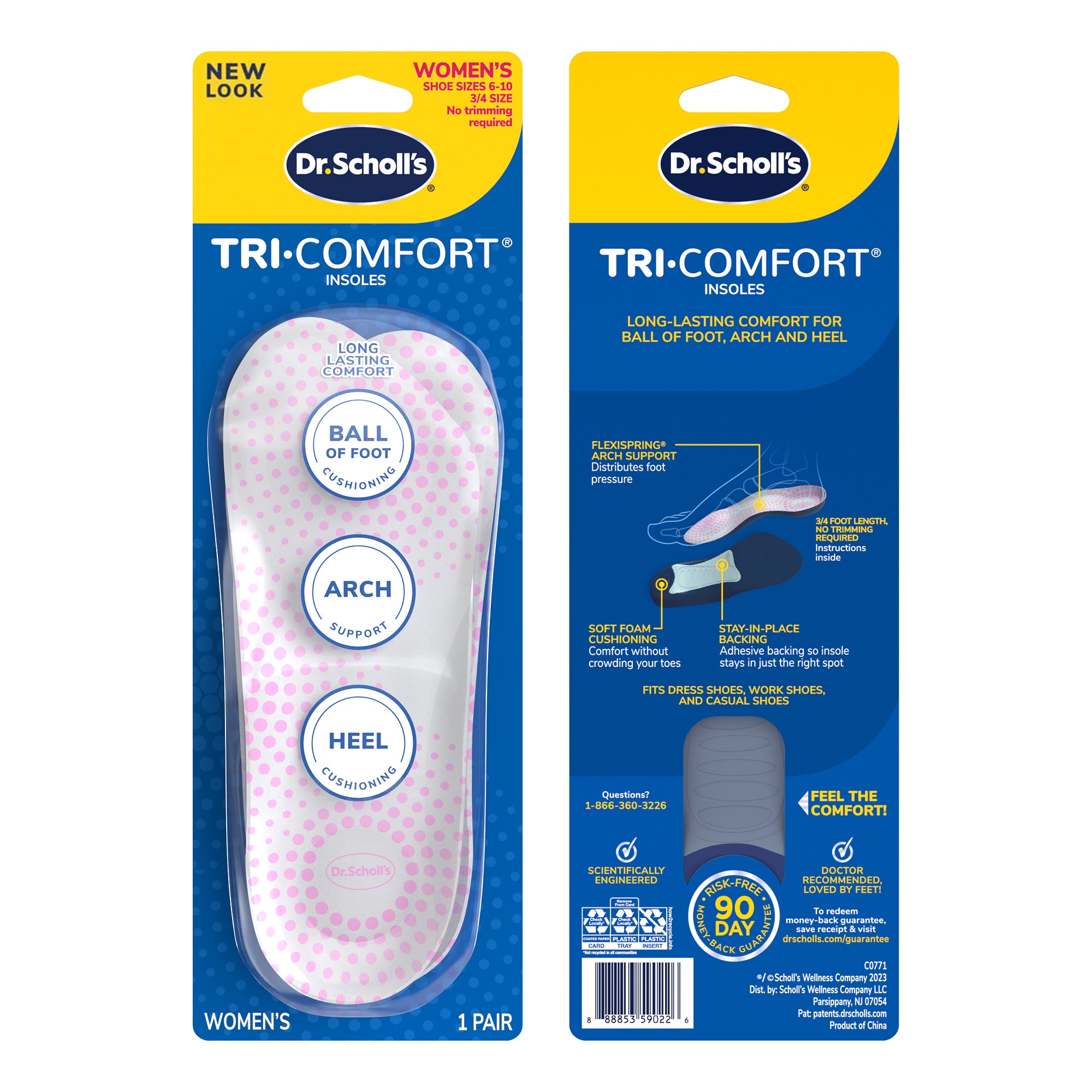 แผ่นรองเท้า สำหรับรองรับแรงกระแทกของปลายฝ่าเท้า อุ้งเท้า และส้นเท้า Dr.Scholls Tri-Comfort Insoles - Scholl Shoes Thailand