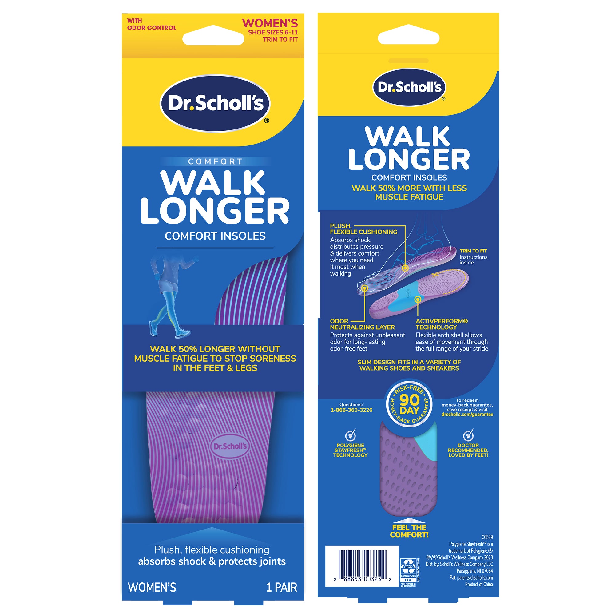 แผ่นรองเท้า สำหรับการเดิน Dr.Scholls Comfort Walk Longer Comfort Insoles - Scholl Shoes Thailand