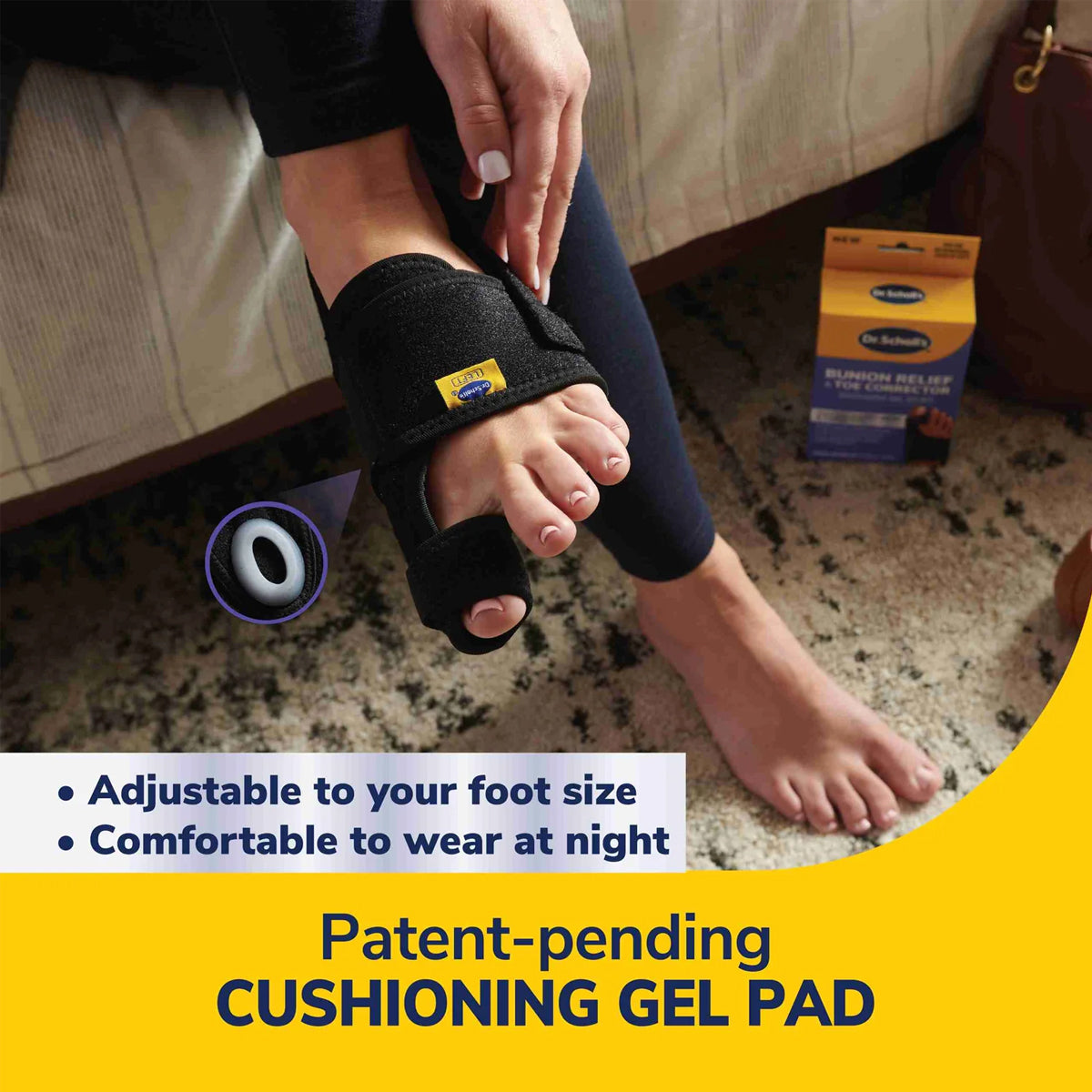 แผ่นเจลแบบปรับได้ สำหรับผู้ที่มีภาวะนิ้วหัวแม่เท้าเอียง Dr.Scholl's Bunion Relief and Toe Corrector Massaging Gel Splint