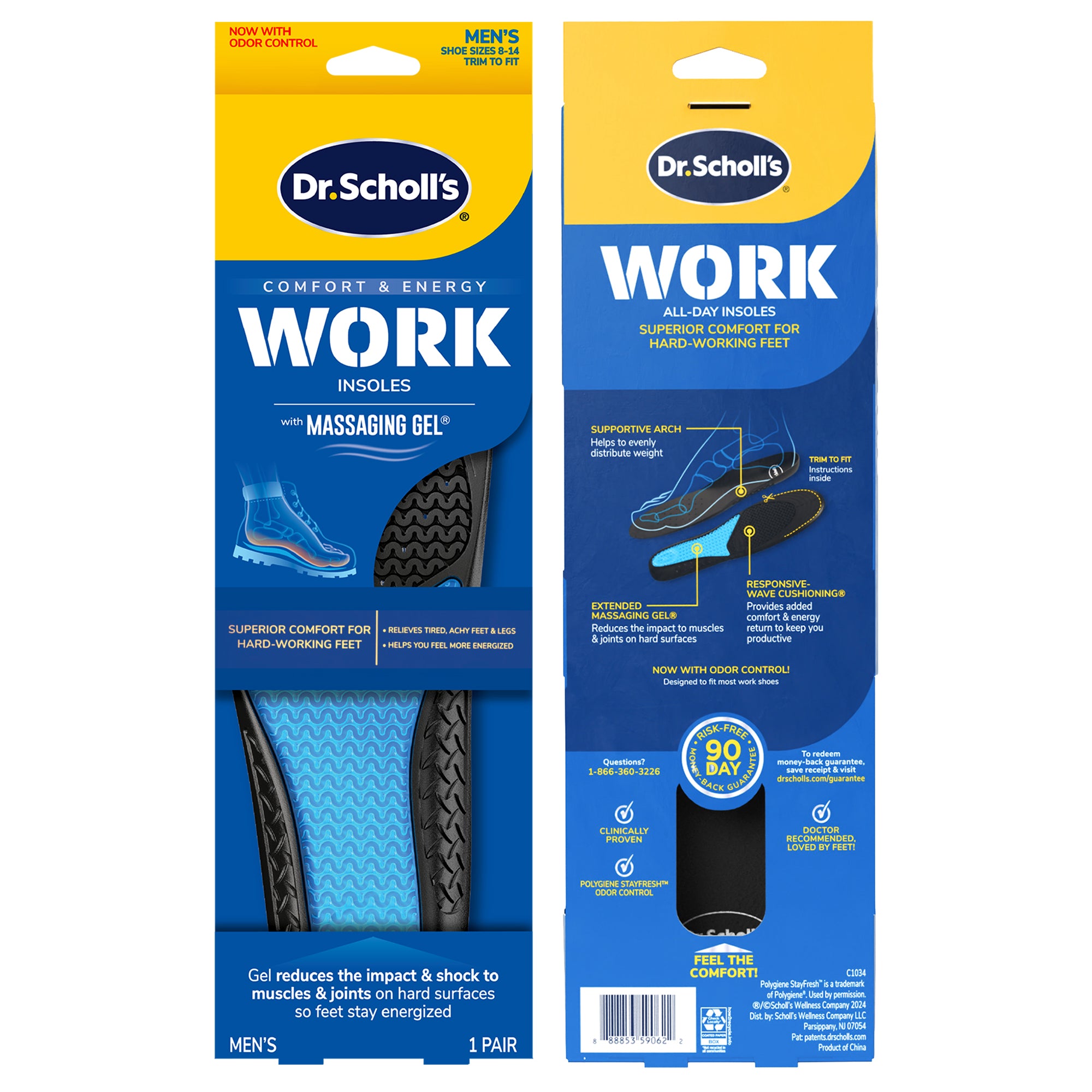 แผ่นรองเท้า สำหรับผู้ที่ยืนทำงานทั้งวัน Dr.Scholls Comfort & Energy Work Insoles with Massaging Gel
