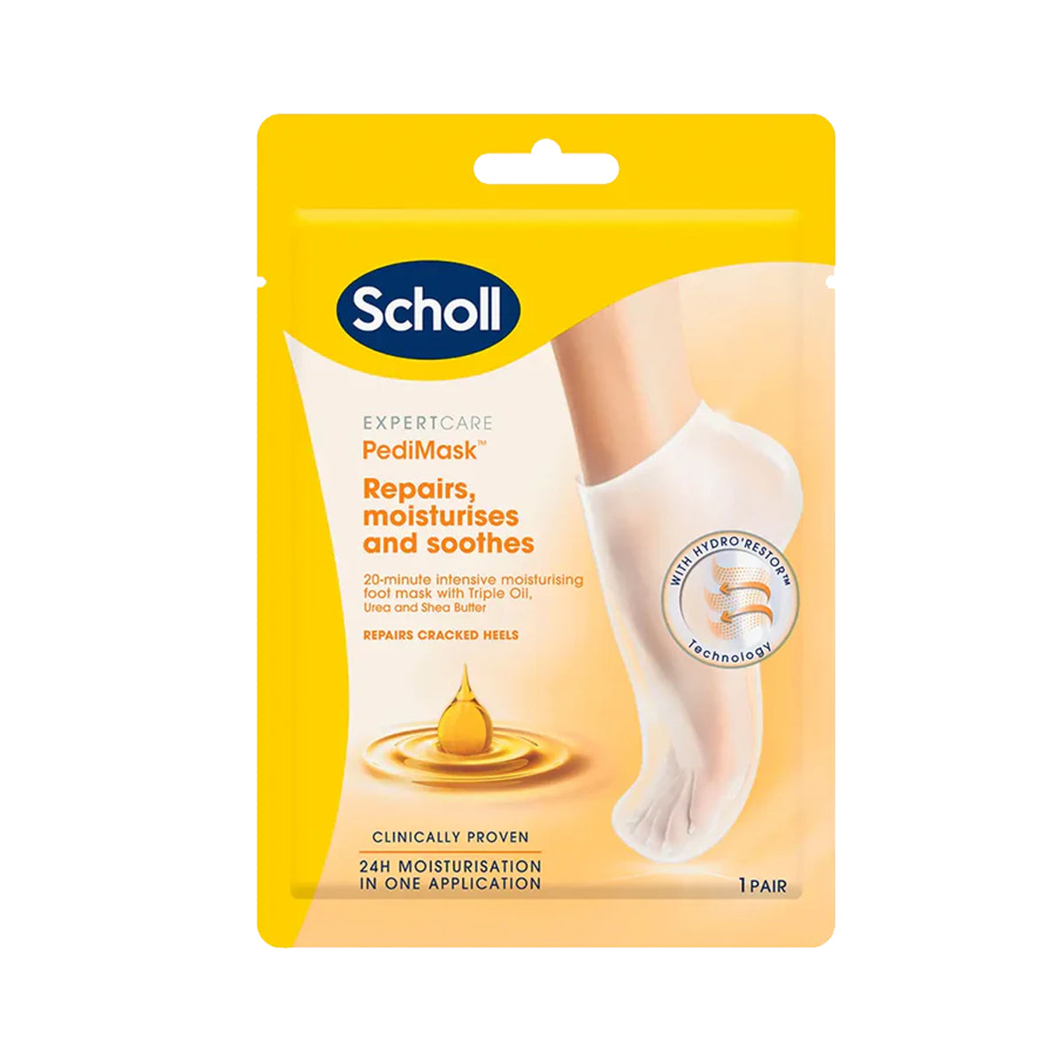 มาส์กเท้า สำหรับเท้าแห้ง สูตร ทริปเปิ้ล ออยล์ Scholl EXPERTCARE Nourish PediMask Triple Oil