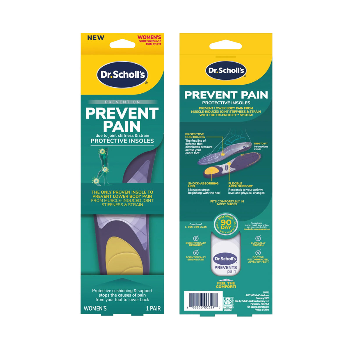 แผ่นรองเท้า สำหรับป้องกันอาการปวดตามร่างกายส่วนล่าง Dr.Scholl's Prevention Prevent Pain Protective Insoles