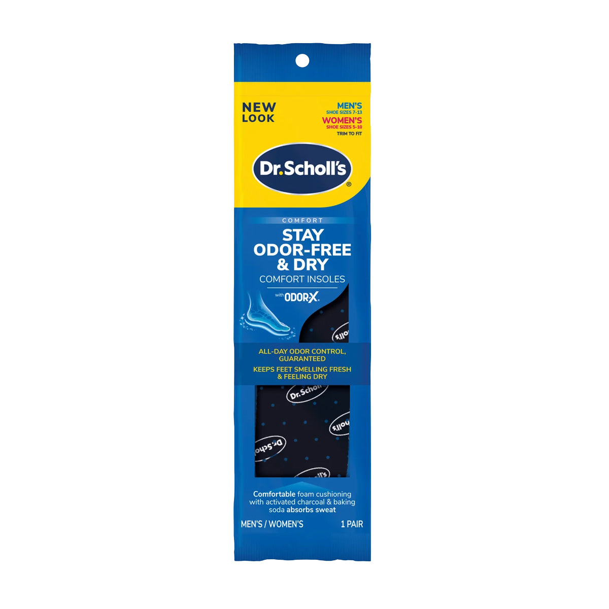 แผ่นรองเท้า สำหรับควบคุมกลิ่นเท้าระหว่างวัน  Dr.Scholl's Stay Odor-Free & Dry Comfort Insoles With Odor-X®