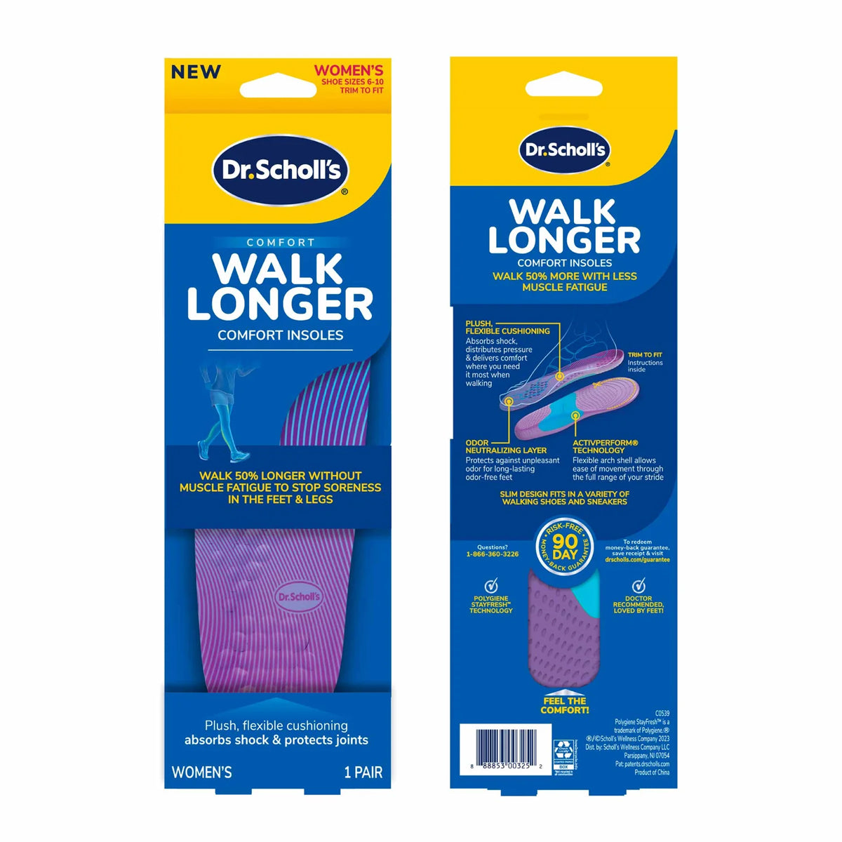 แผ่นรองเท้า สำหรับลดปวดขณะเดิน Dr.Scholl's Comfort Walk Longer Comfort Insoles